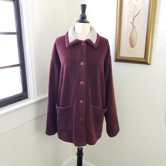 Vintage Innovations by Izzi ~ Maroon Blanket Coat - Picture 1 of 2